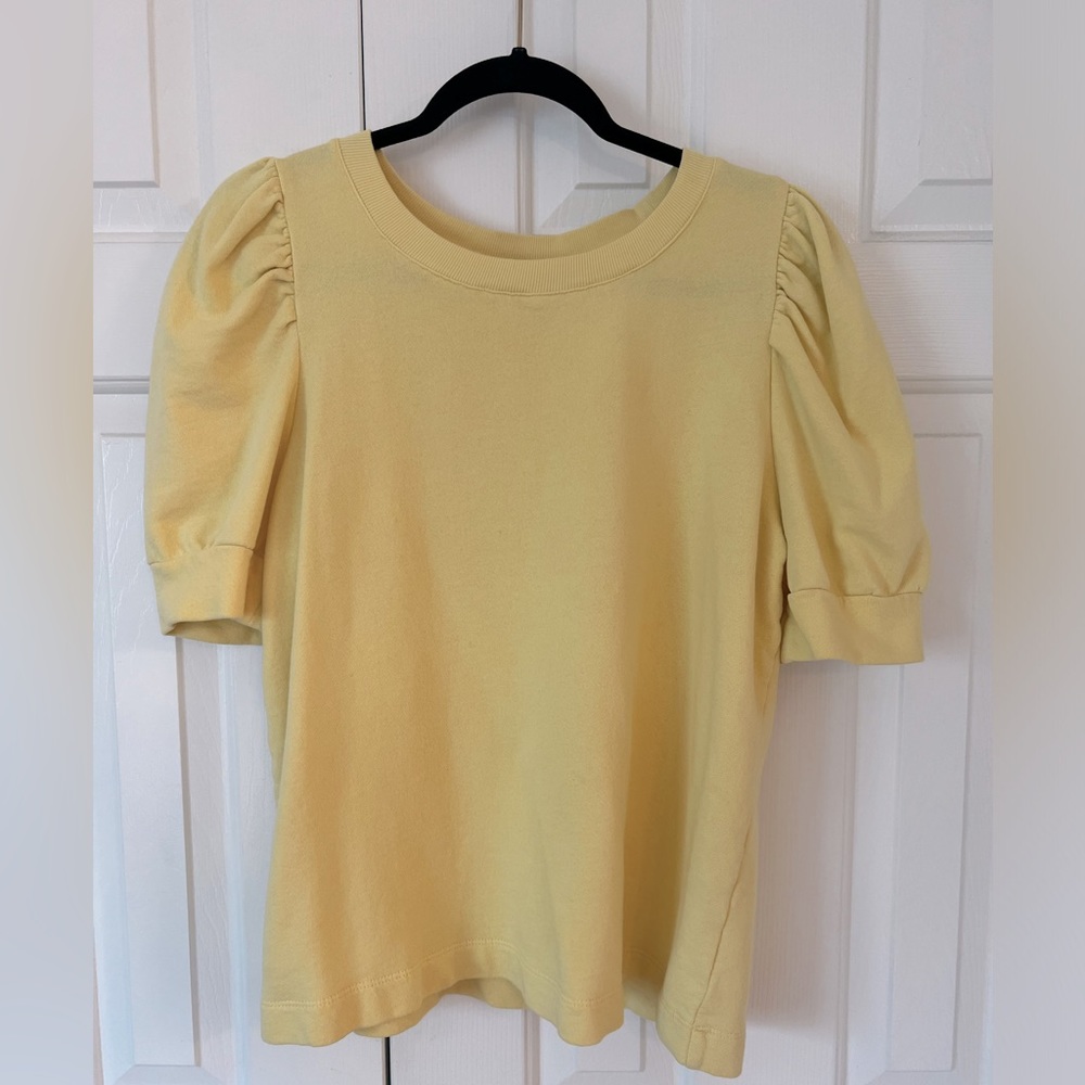 LOFT Yellow Puff Sleeve Tee